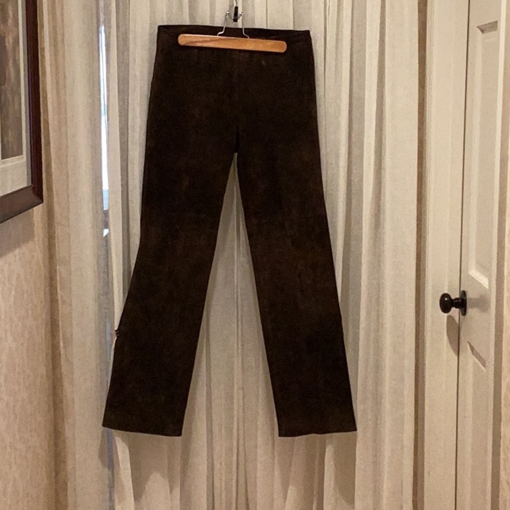 Brown Genuine Suede Trousers Pants